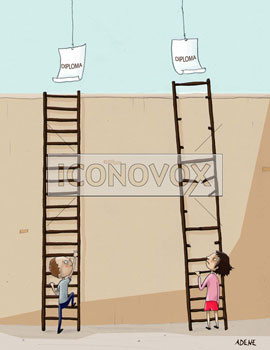 inégalité d'accès à l´éducation, dessin de Adene, réf. 0075-0011