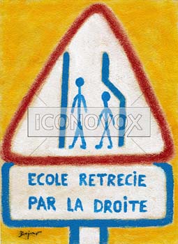 Ecole rétrécie par la droite, dessin de Bonjour, réf. 0030-0027