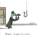 Dresseur de papier tue-mouche, dessin de Bonjour, réf. 0030-0046