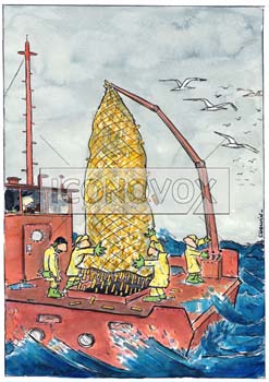 pêche industrielle, dessin de Chalvin, réf. 0025-0010