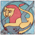Lion, dessin de Christine Lesueur, réf. 0054-0125