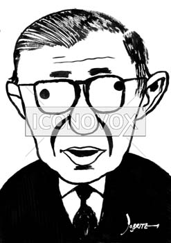 Jean-Paul Sartre, caricature de Dobritz, réf. 0049-0356