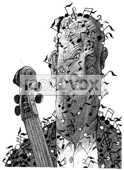 Le violoncelliste, dessin de Gaüzère, réf. 0001-0653