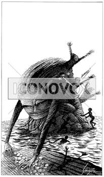 Politique envers les ex-colonies, dessin de Gaüzère, réf. 0001-1049