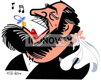 Luciano Pavarotti, caricature de Gibo, réf. 0047-0111