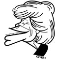 Claude Sarraute, caricature de Gibo, réf. 0047-0123