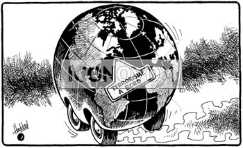 Terrorisme sur la Terre, dessin de Haddad, réf. 0018-0022