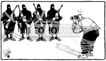 Les otages en Irak, dessin de Haddad, réf. 0018-0044
