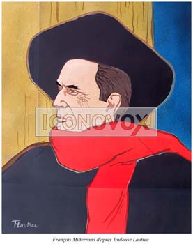 François Mitterrand d'après Toulouse Lautrec, caricature de Hours, réf. 0048-0001