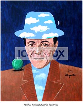 Michel Rocard d'après Magritte, caricature de Hours, réf. 0048-0004