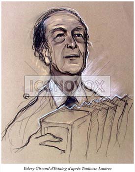 Valéry Giscard dEstaing d'après Toulouse Lautrec, caricature de Hours, réf. 0048-0008
