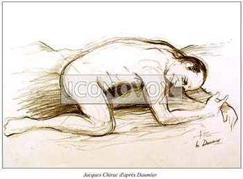 Jacques Chirac d'après Daumier, caricature de Hours, réf. 0048-0010