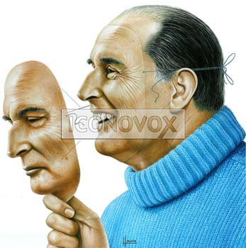 François Mitterrand, caricature de Hours, réf. 0048-0107