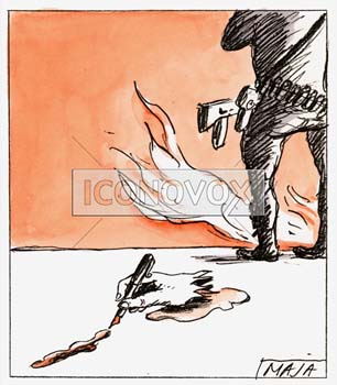 Journaliste assassiné, dessin de Maja, réf. 0006-0112