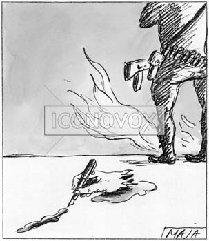 Journaliste assassiné, dessin de Maja, réf. 0006-0113