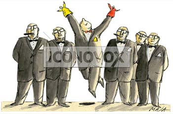 Partenariat intellos-businessmen, dessin de Maja, réf. 0006-0282