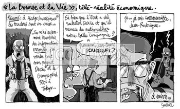 La Bourse et la vie, télé-réalité économique, dessin de Soulcié, réf. 0051-0234