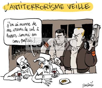 L'antiterrorisme veille, dessin de Soulcié, réf. 0051-0251