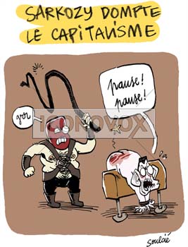 Sarkozy dompte le capitalisme, dessin de Soulcié, réf. 0051-0258