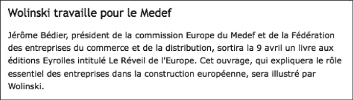 Wolinski travaille pour le Medef