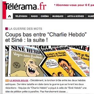 Telerama - "Coups bas entre "Charlie Hebdo" et Siné : la suite !