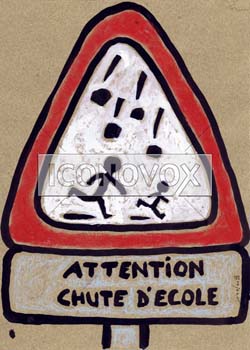 Attention chute d'école, dessin de Bonjour, réf. 0030-0026