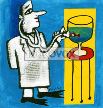 Stéthoscope et poisson rouge, dessin de Bonjour, réf. 0030-0030