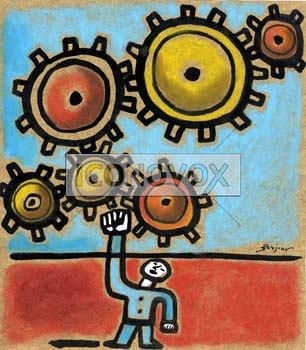 Le poing dans les rouages, dessin de Bonjour, r&eacute;f. 0030-0066