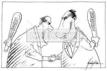 Relation commission-parlement européen, dessin de Gaüzère, réf. 0001-0834