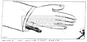 Article 3. Tout individu a droit à la vie, dessin de Gaüzère, réf. 0001-1045