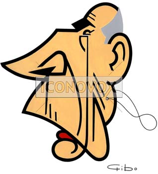 François Mitterrand, caricature de Gibo, réf. 0047-0021