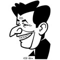 Christian Clavier, caricature de Gibo, r&eacute;f. 0047-0046