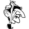 Raymond Domenech, caricature de Gibo, r&eacute;f. 0047-0057
