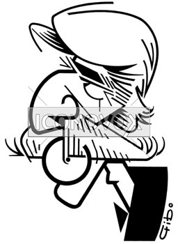 Jean Ferrat, caricature de Gibo, r&eacute;f. 0047-0196