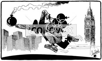 Attentats à Londres, dessin de Haddad, réf. 0018-0023