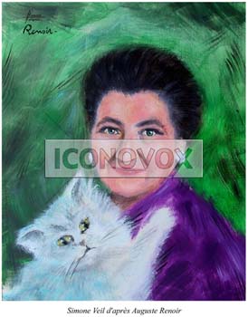 Simone Veil d'après Auguste Renoir, caricature de Hours, réf. 0048-0002