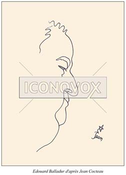 Édouard Balladur d'après Jean Cocteau, caricature de Hours, réf. 0048-0009