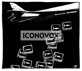 Bombardement mediatique, dessin de Jy, réf. 0010-0027