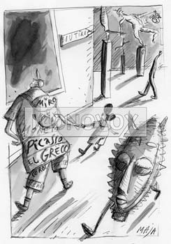 Visite au club M.E.T., dessin de Maja, réf. 0006-0057