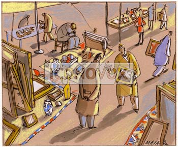 marché de l'art, dessin de Maja, réf. 0006-0129