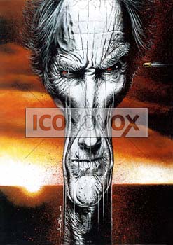 Clint Eastwood, caricature de Moine, réf. 0045-0014