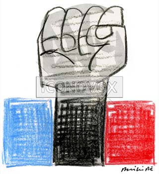 Bleu noir rouge, dessin de Phillipe, réf. 0011-0733