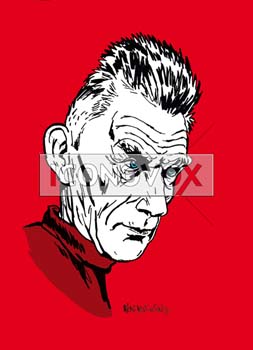 Samuel Beckett, caricature de Rémi Malingrëy, réf. 0038-0788