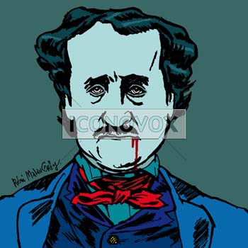 Edgar Allan Poe, caricature de Rémi Malingrëy, réf. 0038-1800