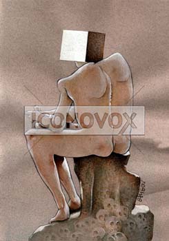 L\'homme à la tête carrée, dessin de Samson, réf. 0015-0801