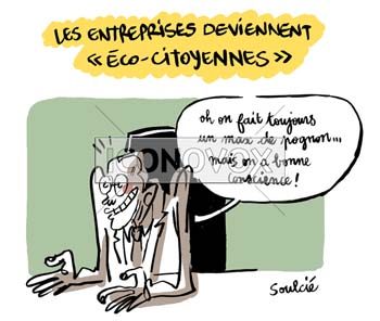 Les entreprises deviennent "éco-citoyennes", dessin de Soulcié, réf. 0051-0202