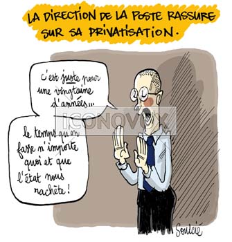 La direction de la Poste rassure sur sa privatisation, dessin de Soulcié, réf. 0051-0222