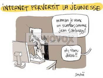 Internet pervertit la jeunesse, dessin de Soulcié, réf. 0051-0256