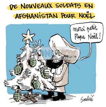De nouveaux soldats en Afghanistan pour Noël, dessin de Soulcié, réf. 0051-0297