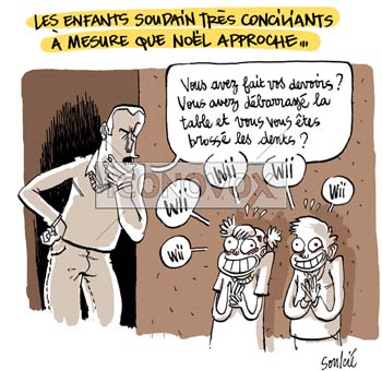Les enfants soudain très conciliants à mesure que Noël approche, dessin de Soulcié, réf. 0051-0304